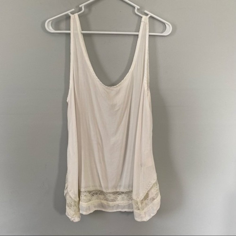 Mudd Cream lace tank top Large